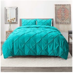 Set Of 3 Pinch Pleat Duvet Cover 2 Pillow Shams